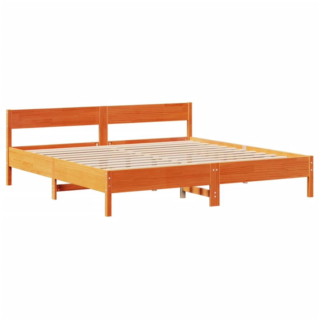 Bedframe zonder matras massief grenenhout wasbruin 200x200 cm Bedden & bedframes | Creëer jouw Trendy Thuis | Gratis bezorgd & Retour | Trendy.nl