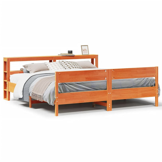 Bedframe zonder matras massief grenenhout wasbruin 200x200 cm Bedden & bedframes | Creëer jouw Trendy Thuis | Gratis bezorgd & Retour | Trendy.nl