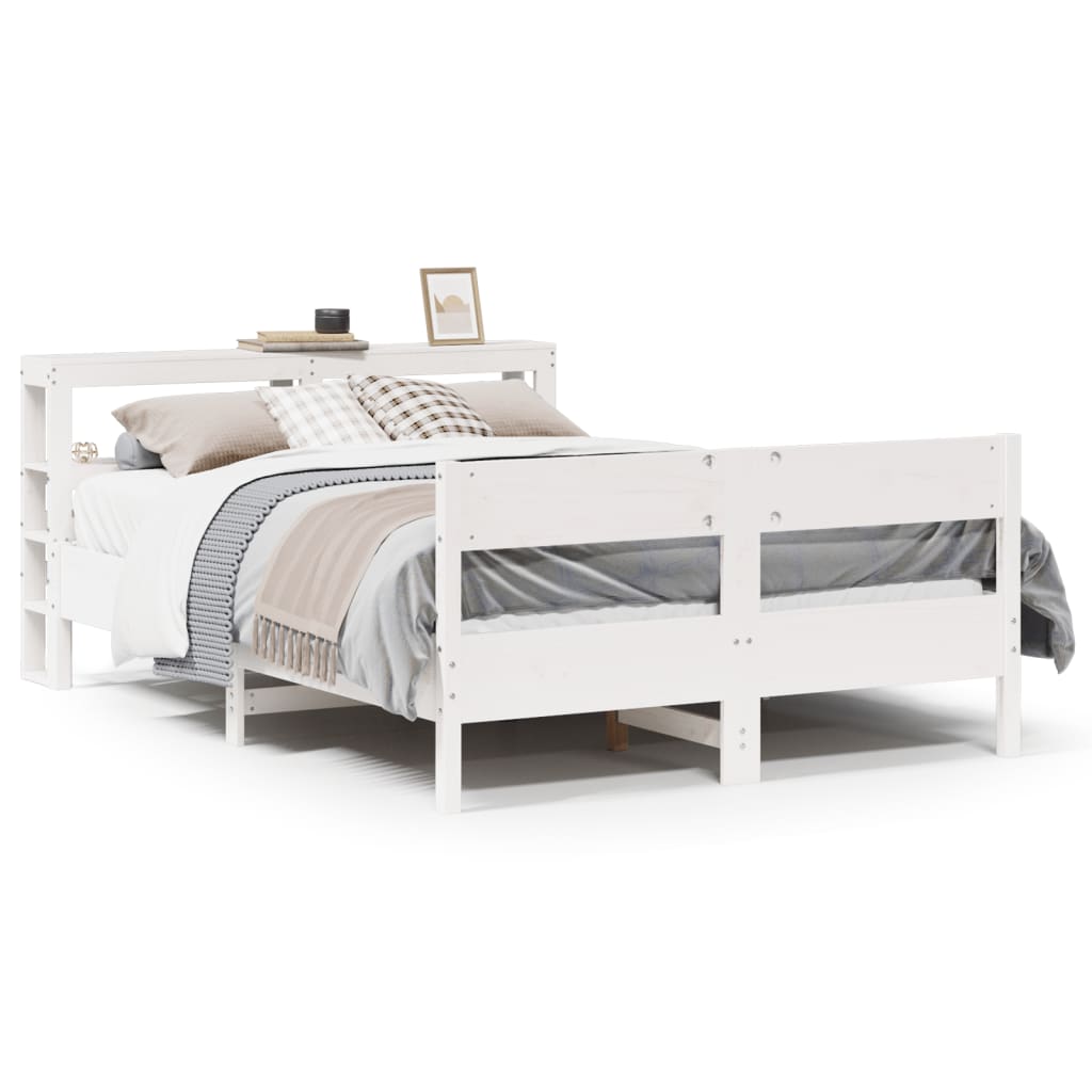 Bedframe zonder matras massief grenenhout wit 120x200 cm