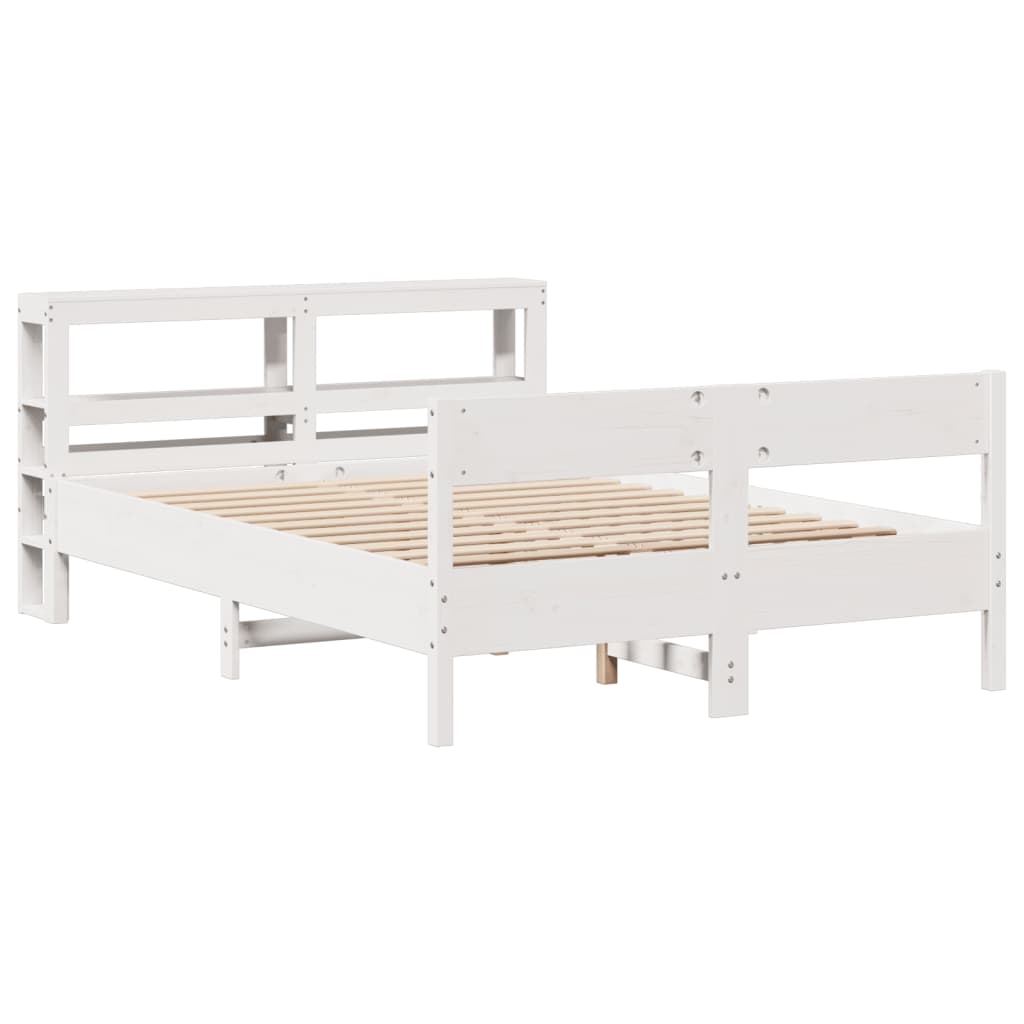 Bedframe zonder matras massief grenenhout wit 120x200 cm