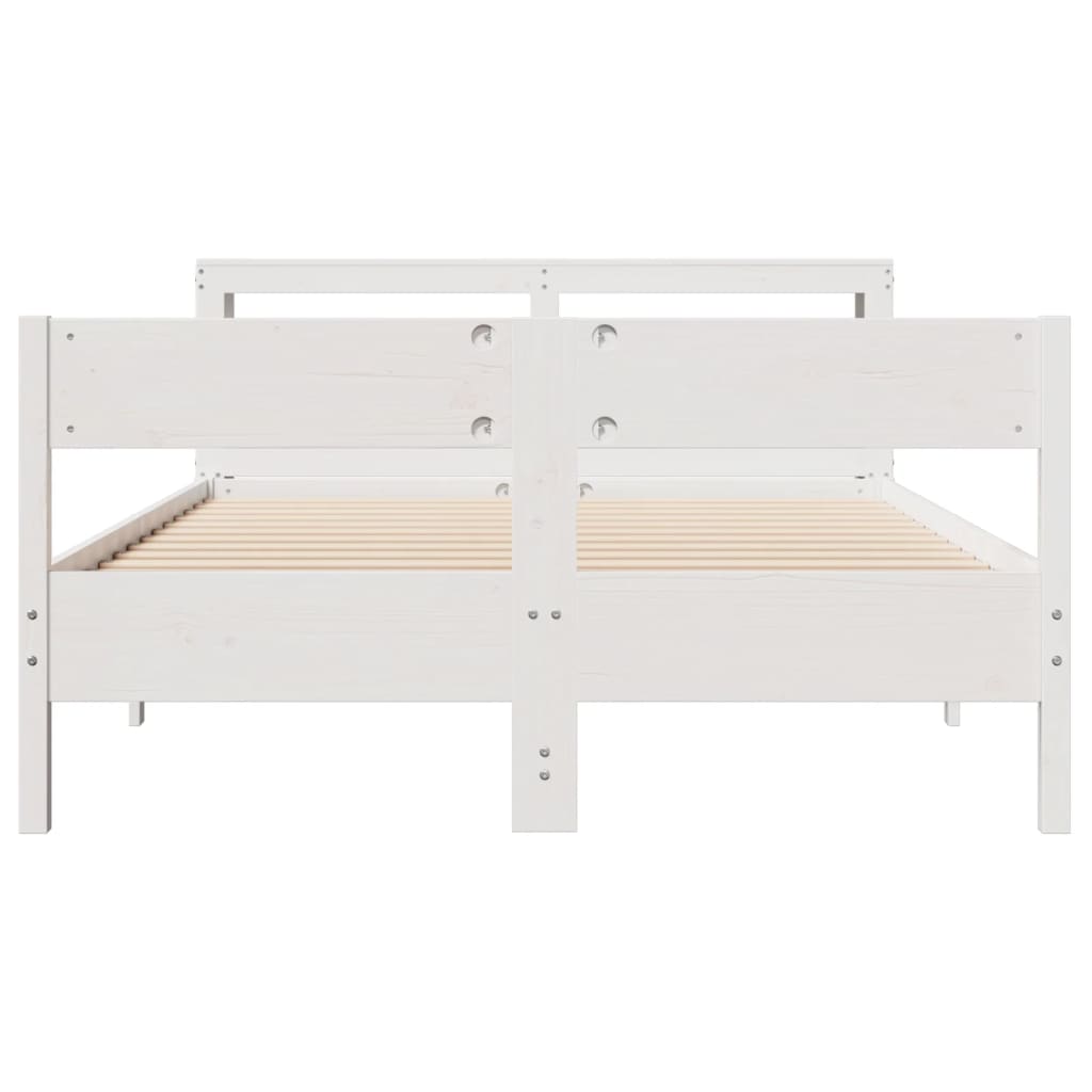 Bedframe zonder matras massief grenenhout wit 120x200 cm