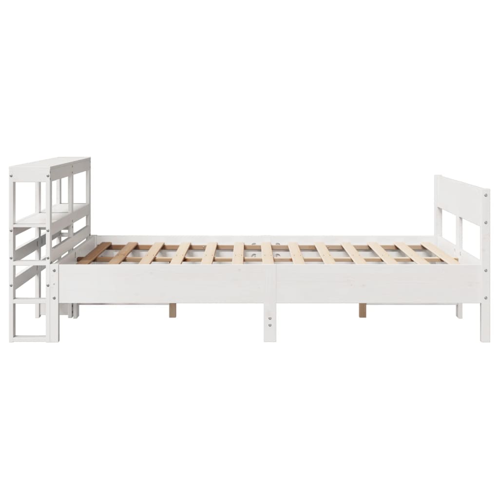 Bedframe zonder matras massief grenenhout wit 120x200 cm