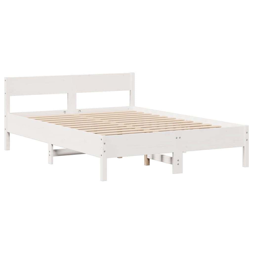 Bedframe zonder matras massief grenenhout wit 120x200 cm