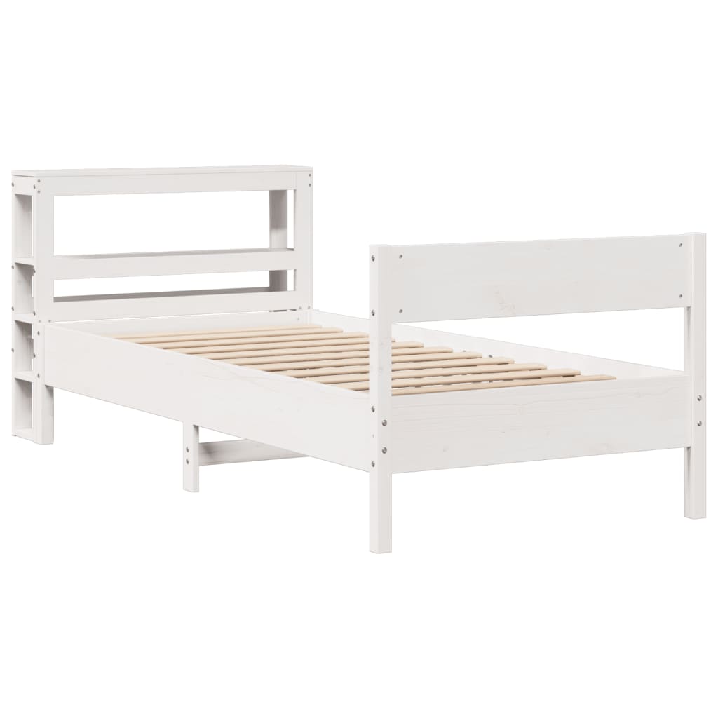 Bedframe zonder matras massief grenenhout wit 140x200 cm