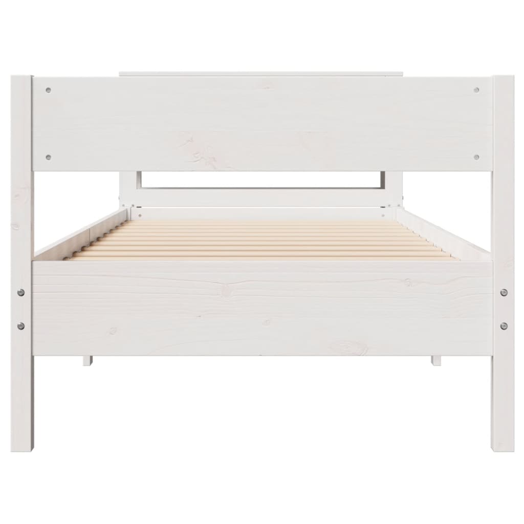 Bedframe zonder matras massief grenenhout wit 140x200 cm