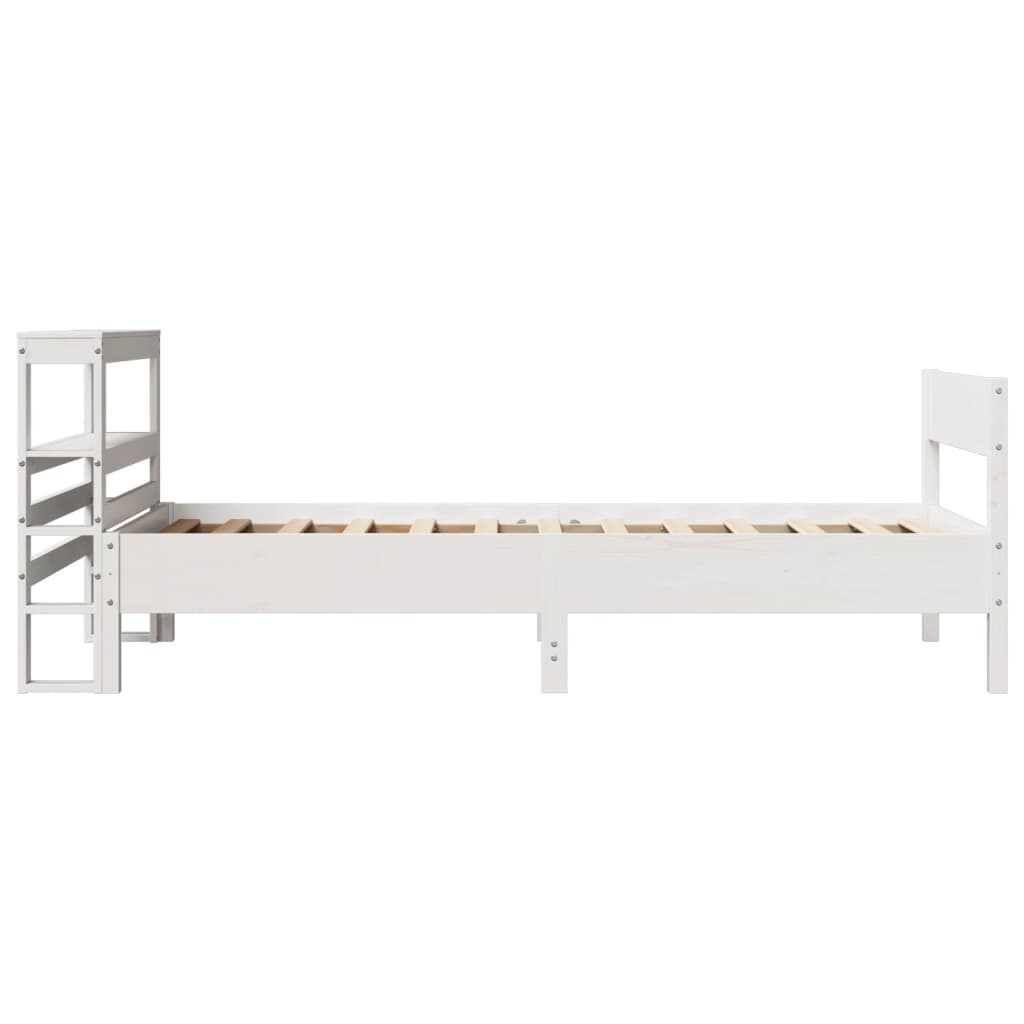 Bedframe zonder matras massief grenenhout wit 140x200 cm