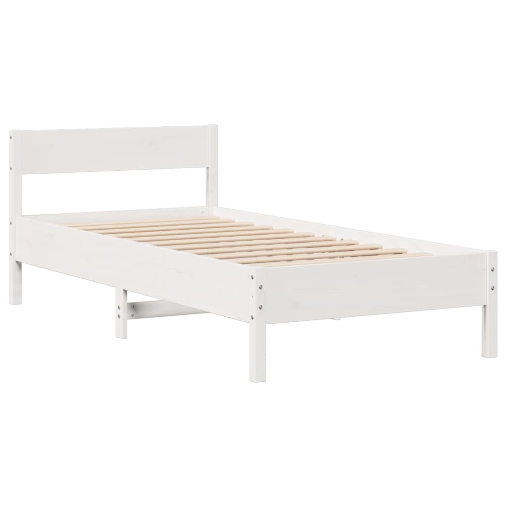 Bedframe zonder matras massief grenenhout wit 140x200 cm