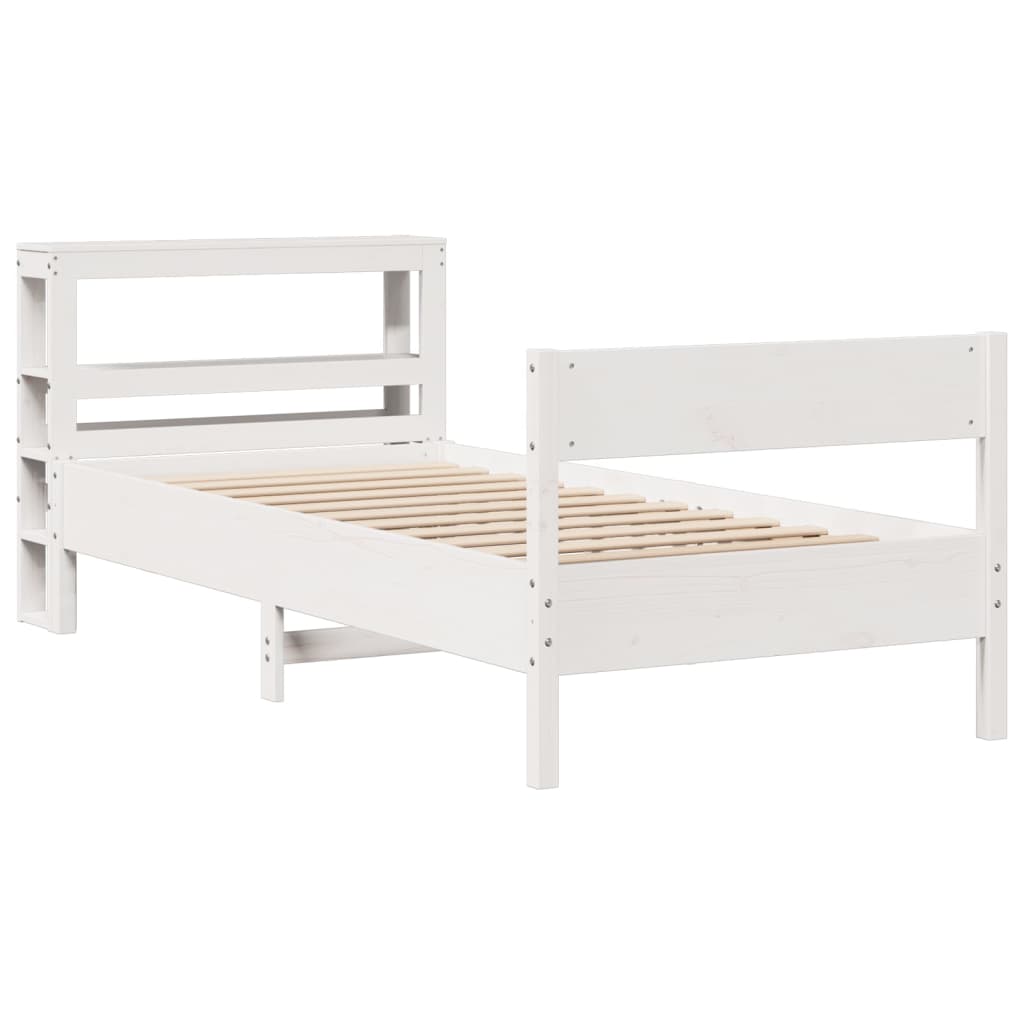 Bedframe zonder matras massief grenenhout wit 90x200 cm