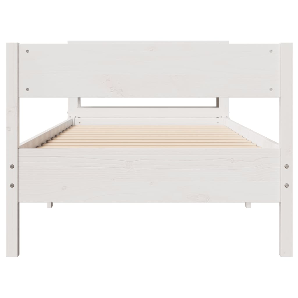 Bedframe zonder matras massief grenenhout wit 90x200 cm