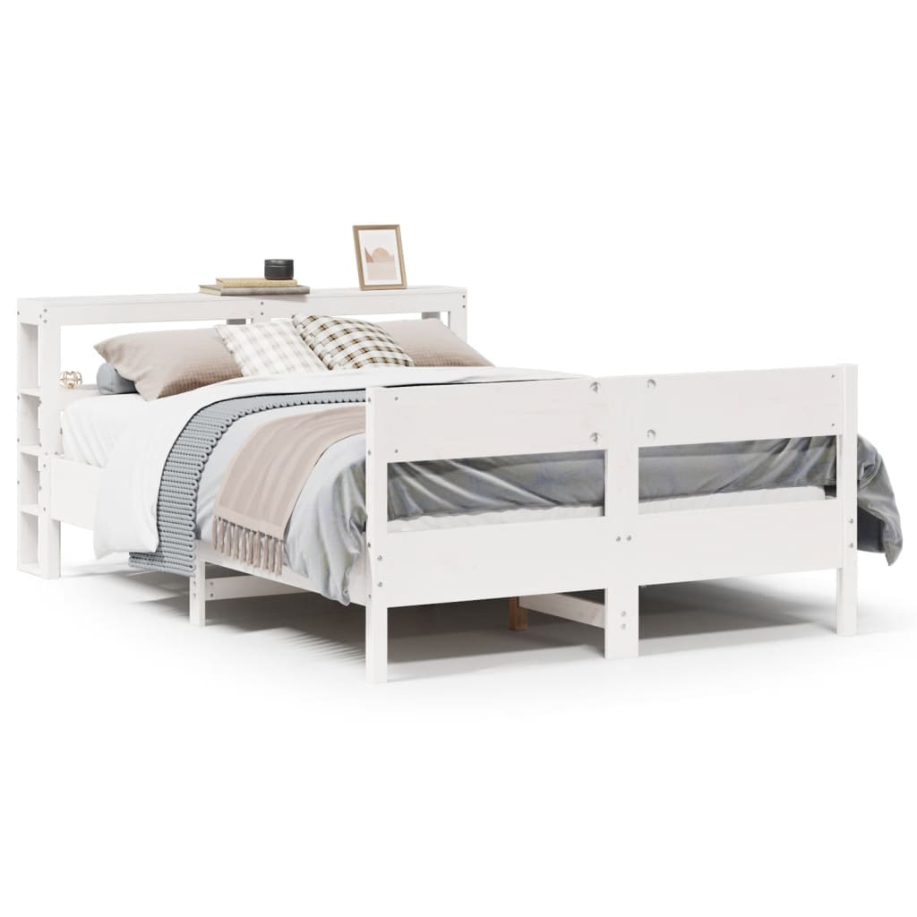 Bedframe zonder matras massief grenenhout wit 120x190 cm