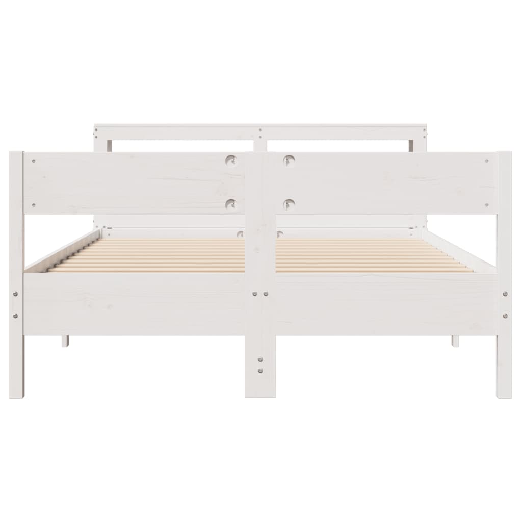 Bedframe zonder matras massief grenenhout wit 120x190 cm