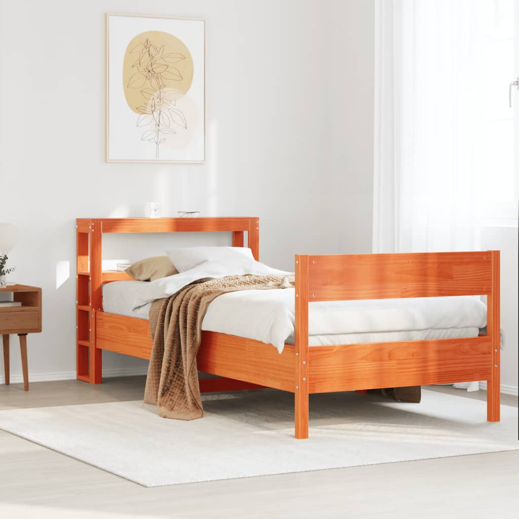 Bedframe zonder matras massief grenenhout wasbruin 90x190 cm Bedden & bedframes | Creëer jouw Trendy Thuis | Gratis bezorgd & Retour | Trendy.nl