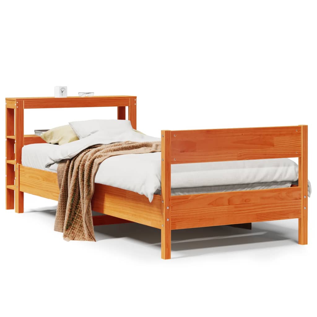 Bedframe zonder matras massief grenenhout wasbruin 90x190 cm Bedden & bedframes | Creëer jouw Trendy Thuis | Gratis bezorgd & Retour | Trendy.nl