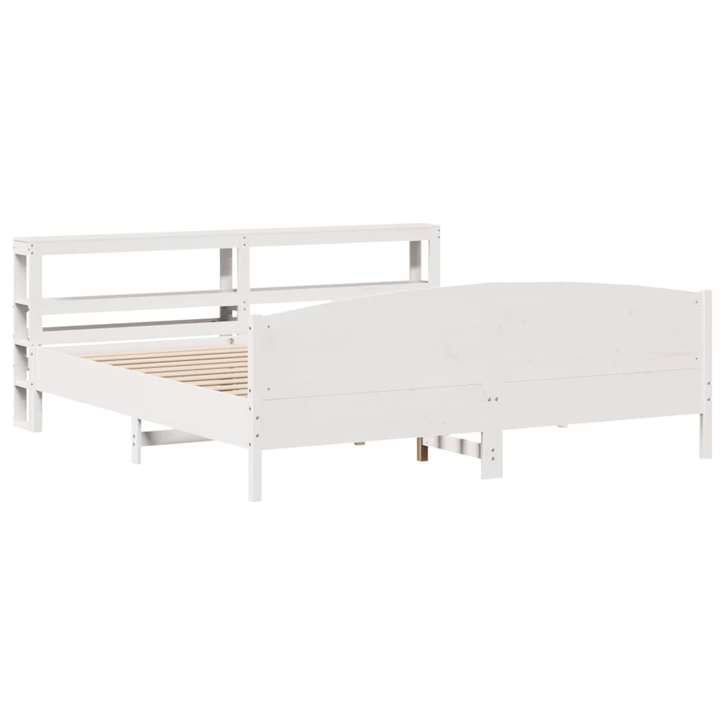 Bedframe zonder matras massief grenenhout wit 180x200 cm