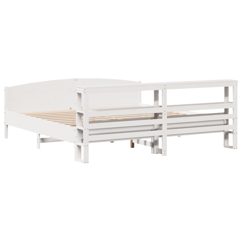 Bedframe zonder matras massief grenenhout wit 180x200 cm