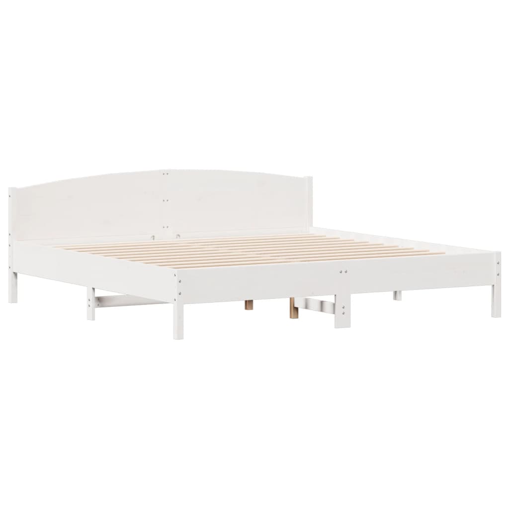 Bedframe zonder matras massief grenenhout wit 180x200 cm