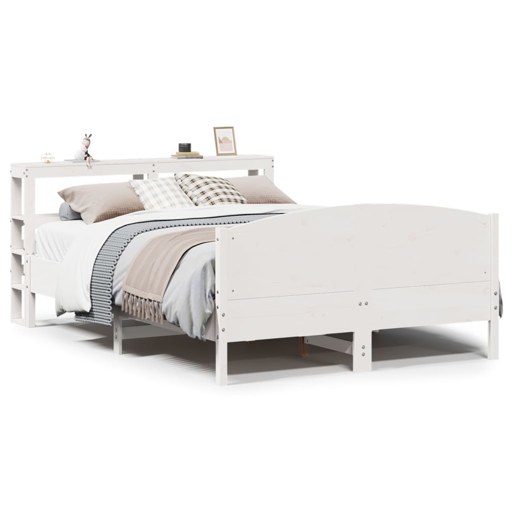 Bedframe zonder matras massief grenenhout wit 150x200 cm