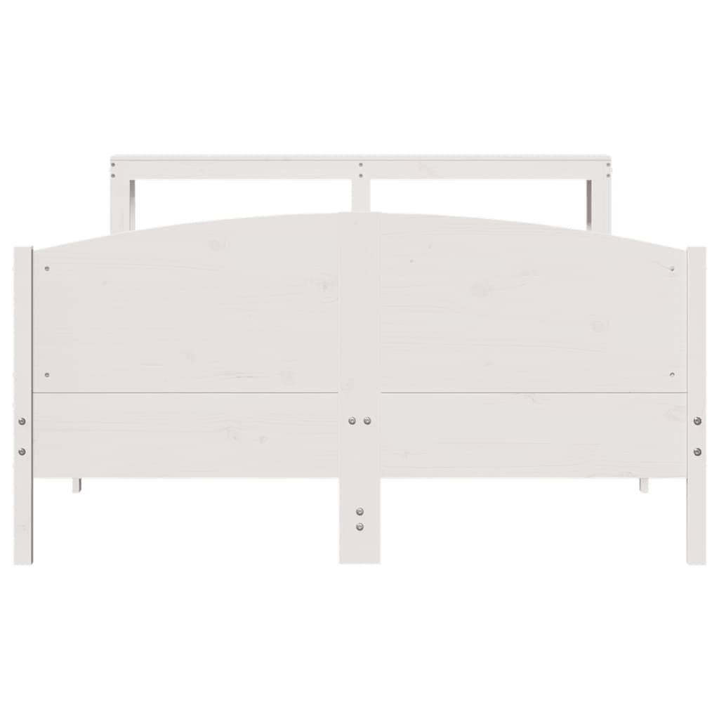 Bedframe zonder matras massief grenenhout wit 150x200 cm