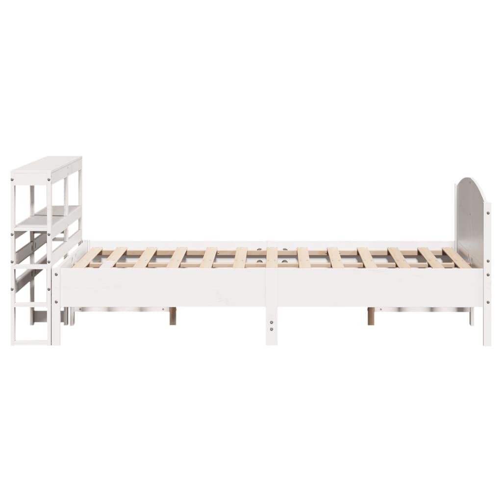 Bedframe zonder matras massief grenenhout wit 150x200 cm