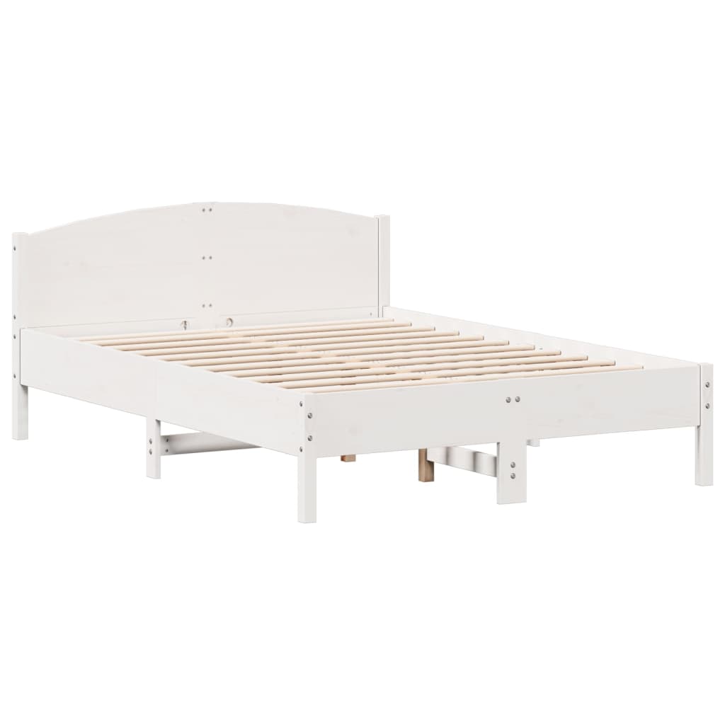 Bedframe zonder matras massief grenenhout wit 150x200 cm