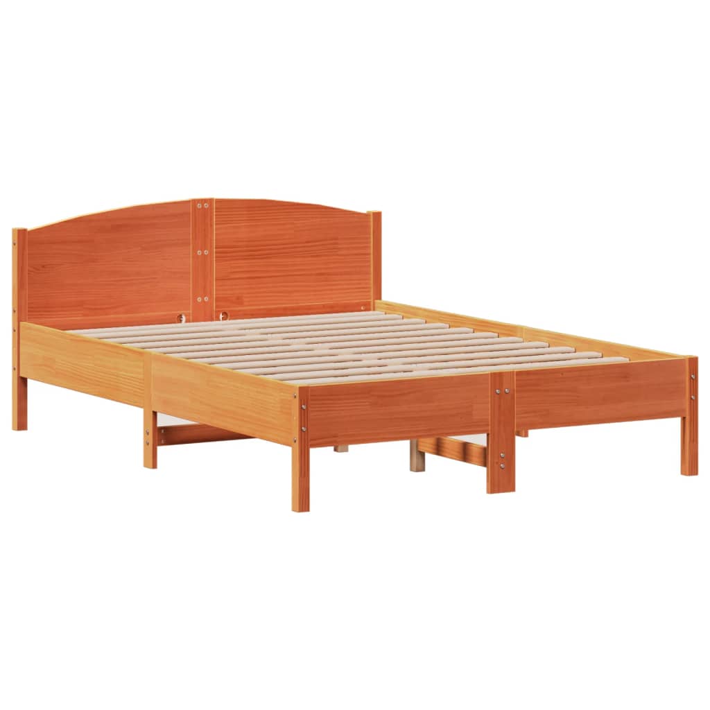 Bedframe zonder matras massief grenenhout wasbruin 120x200 cm