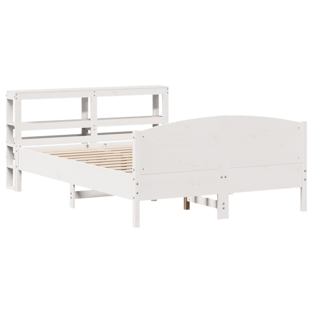 Bedframe zonder matras massief grenenhout wit 135x190 cm