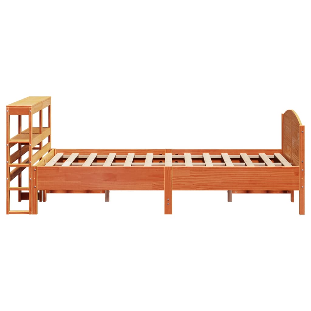 Bedframe zonder matras massief grenenhout wasbruin 135x190 cm