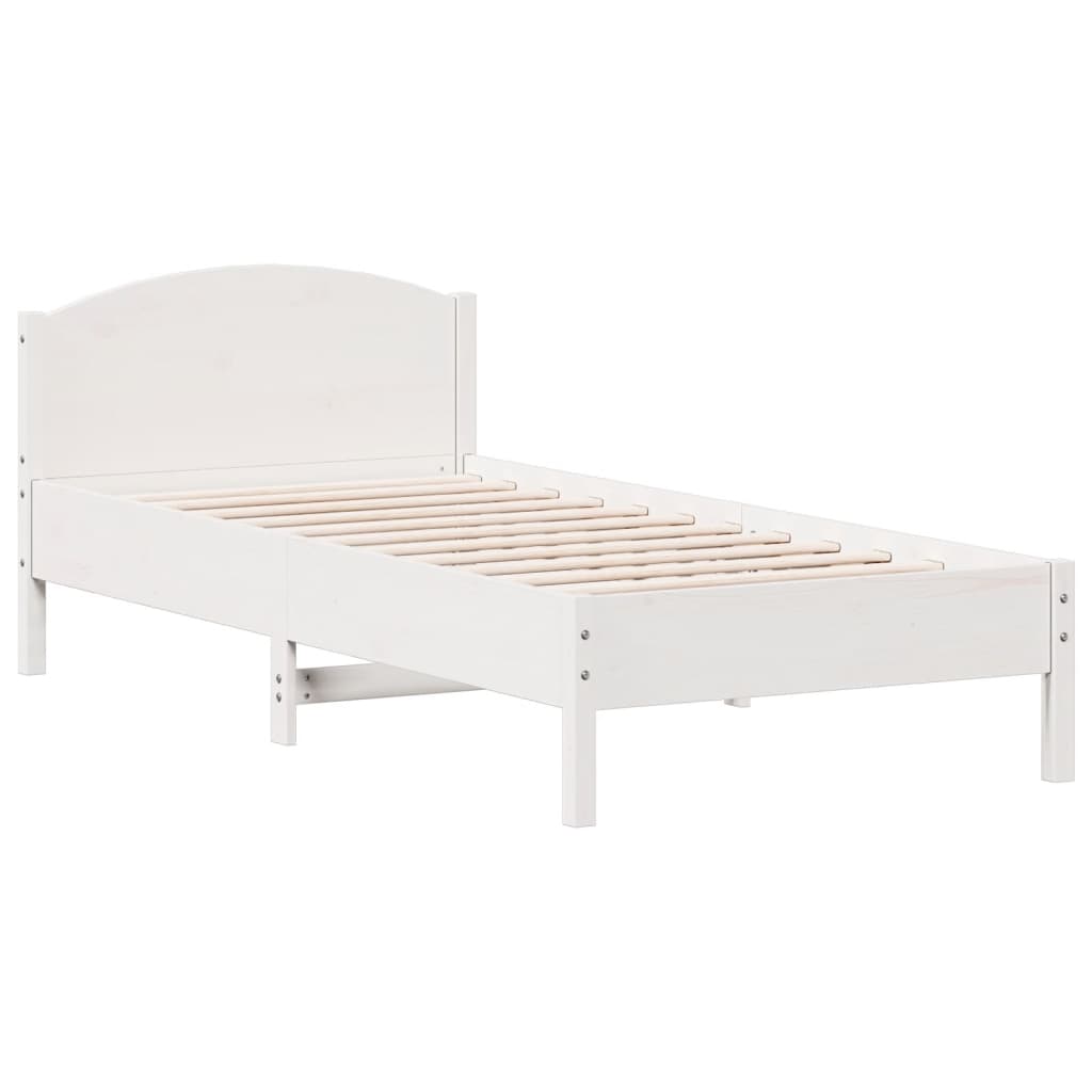 Bedframe zonder matras massief grenenhout wit 140x200 cm