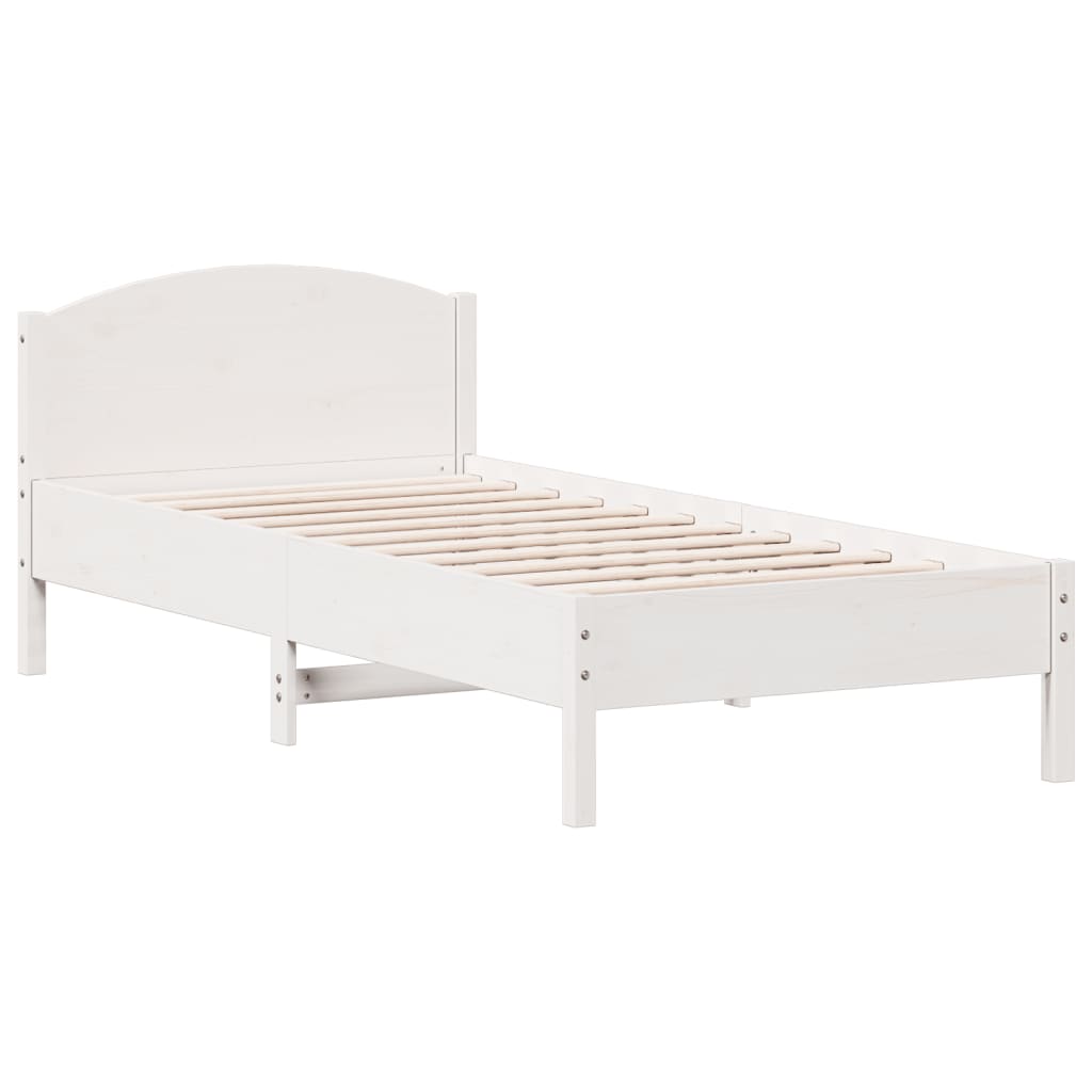 Bedframe zonder matras massief grenenhout wit 90x200 cm