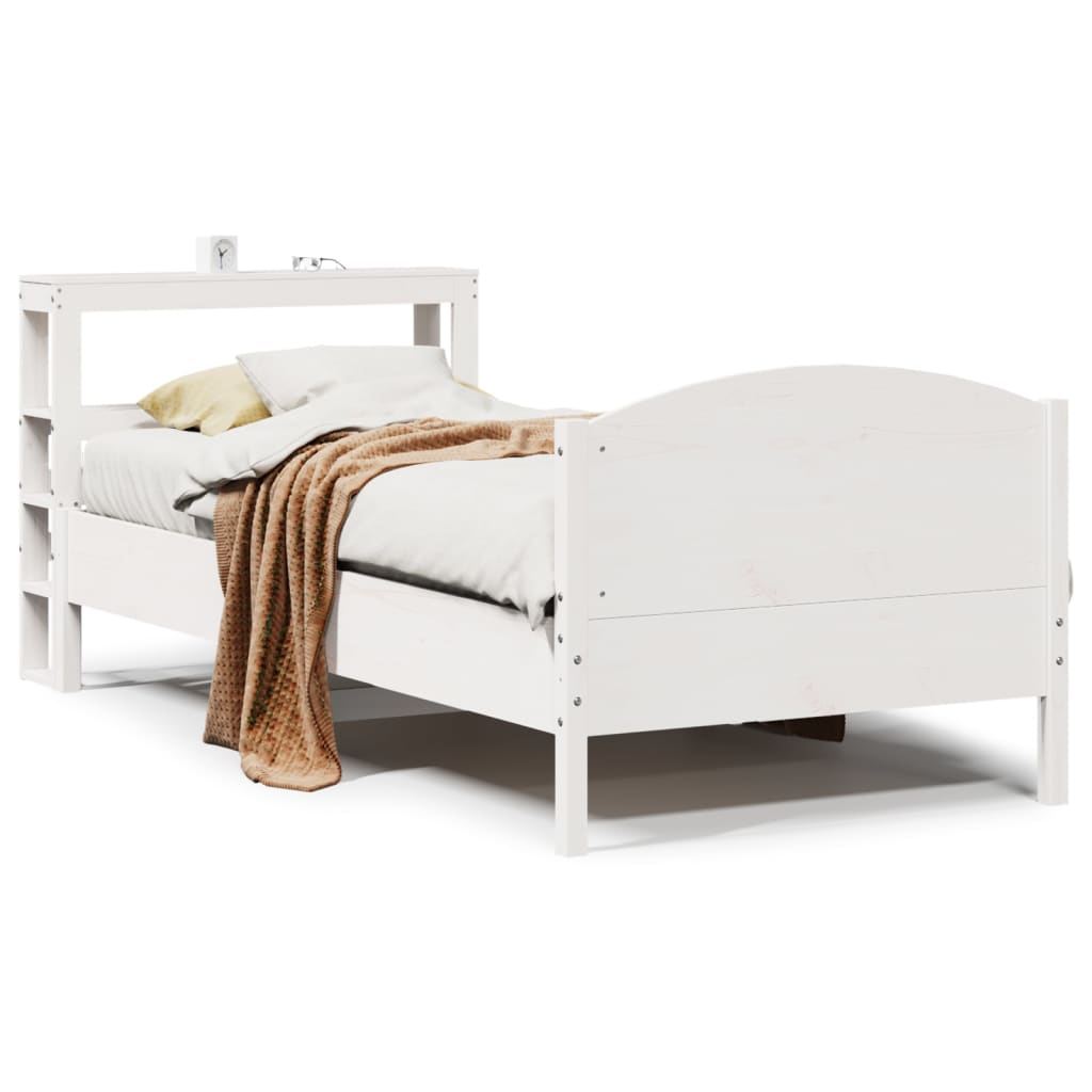 Bedframe zonder matras massief grenenhout wit 90x190 cm