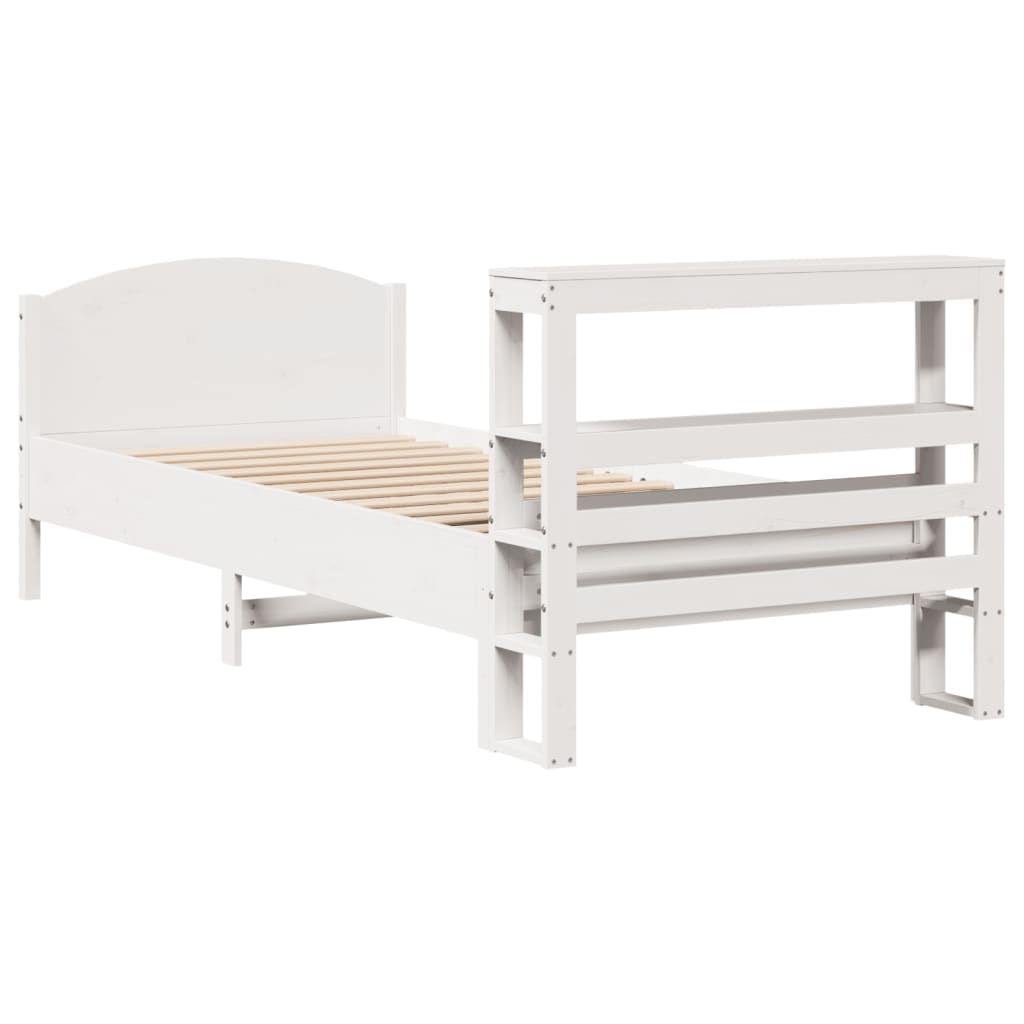 Bedframe zonder matras massief grenenhout wit 90x190 cm