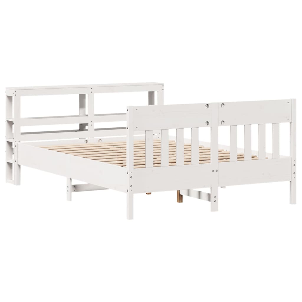 Bedframe zonder matras massief grenenhout wit 160x200 cm