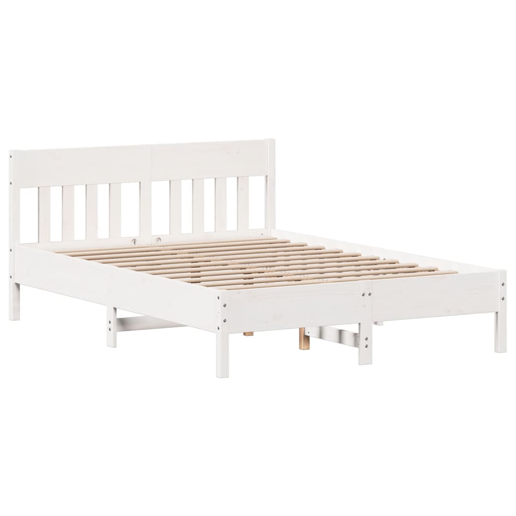 Bedframe zonder matras massief grenenhout wit 160x200 cm