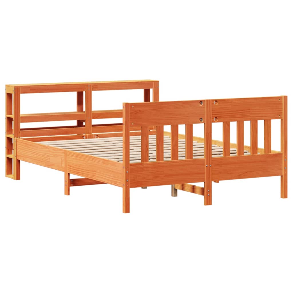 Bedframe zonder matras massief grenenhout wasbruin 150x200 cm