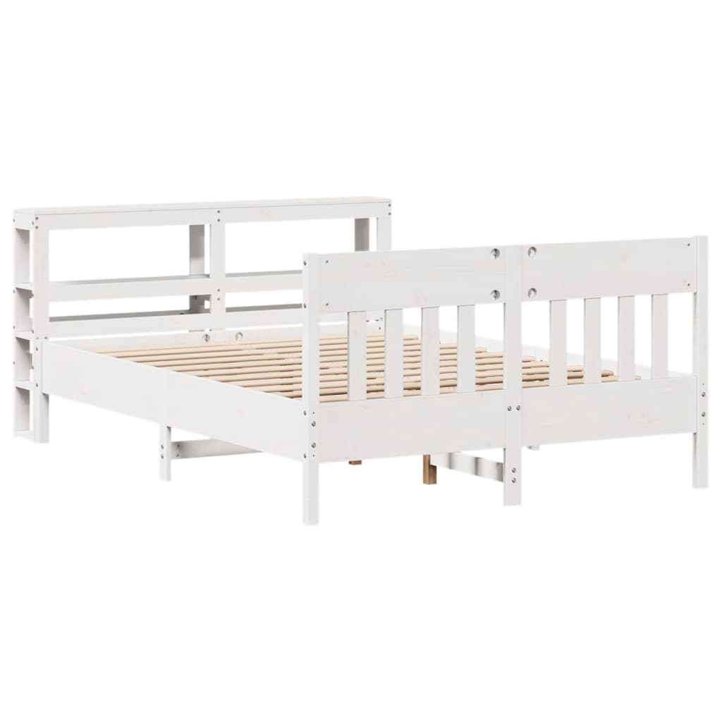 Bedframe zonder matras massief grenenhout wit 140x200 cm