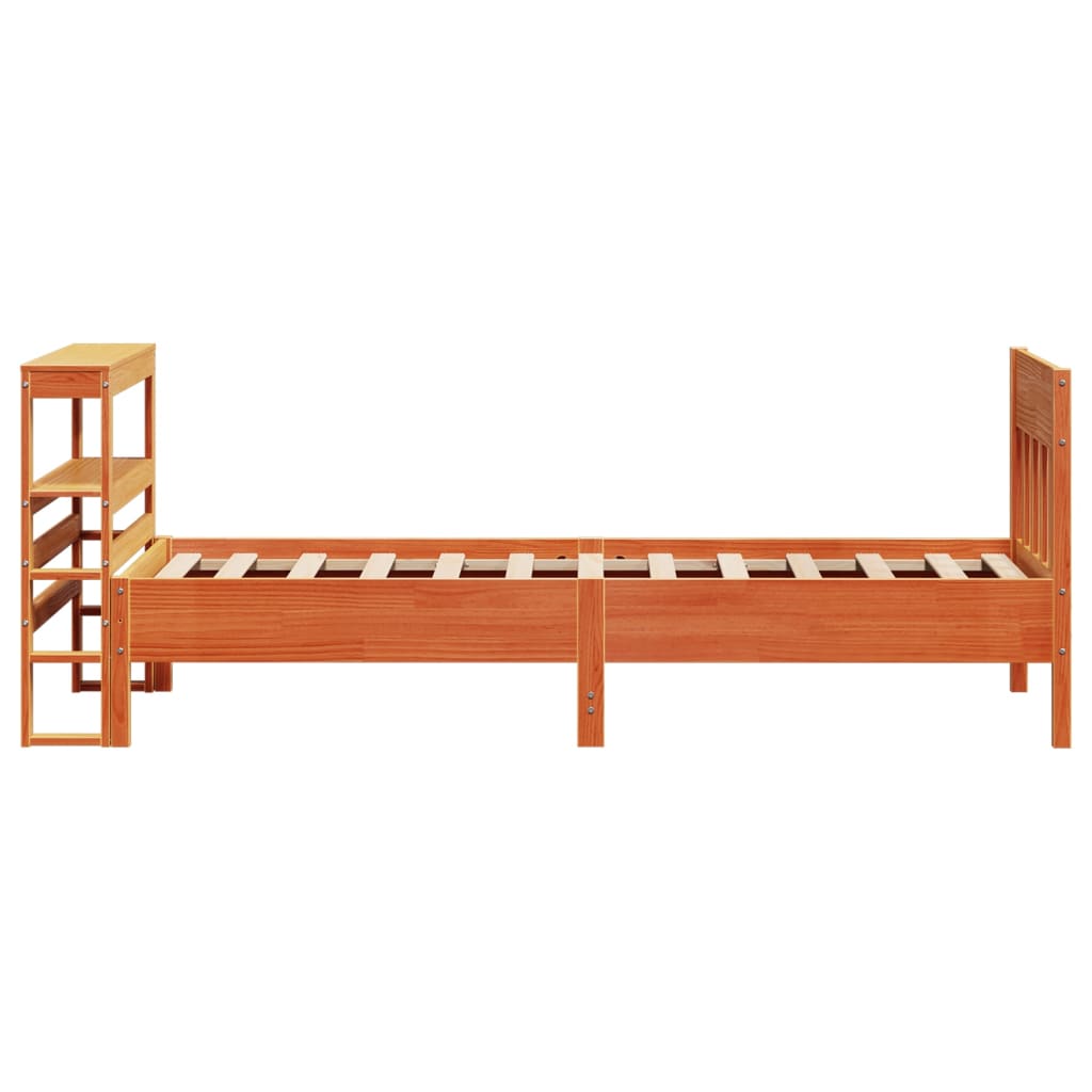 Bedframe zonder matras massief grenenhout wasbruin 90x200 cm