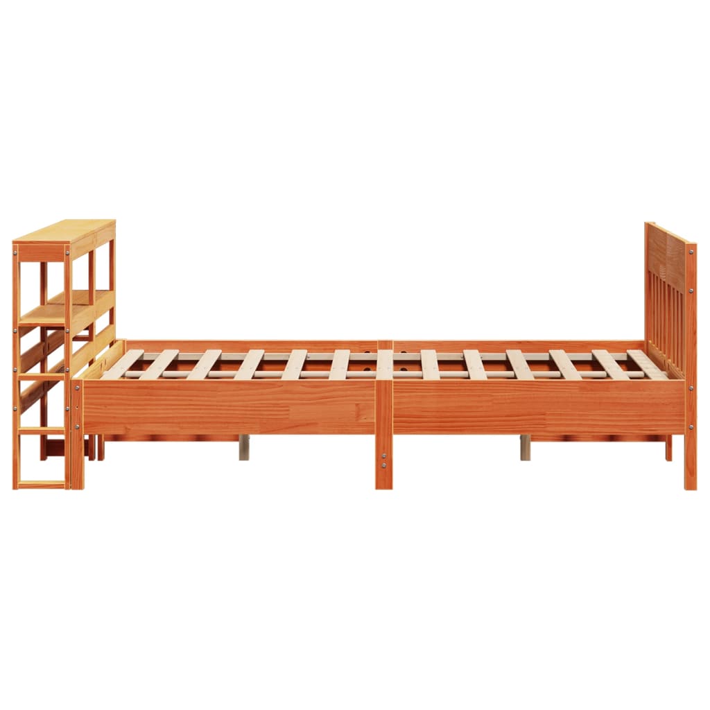 Bedframe zonder matras massief grenenhout wasbruin 135x190 cm