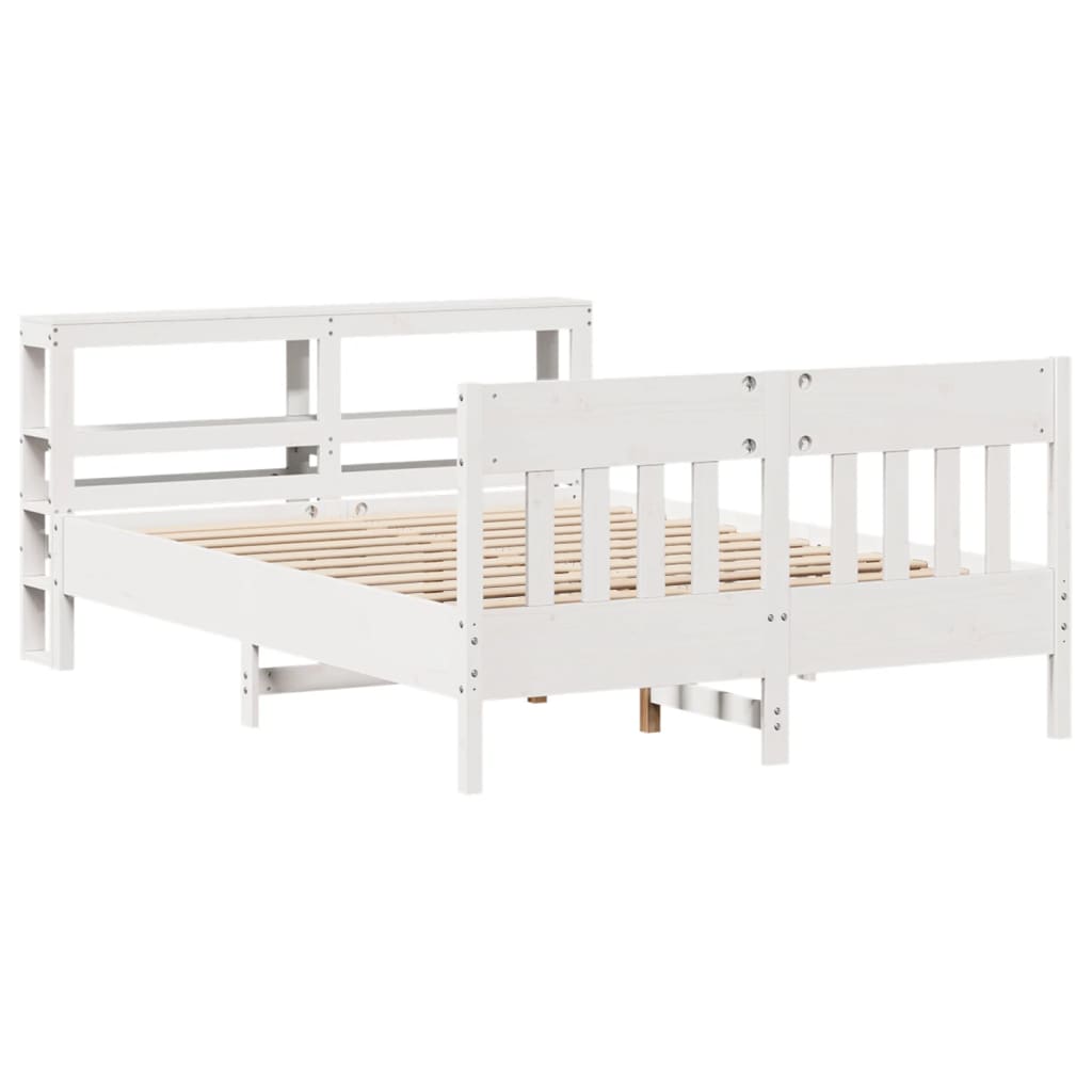 Bedframe zonder matras massief grenenhout wit 120x190 cm