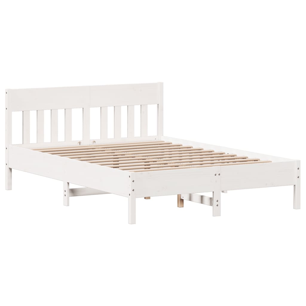 Bedframe zonder matras massief grenenhout wit 120x190 cm