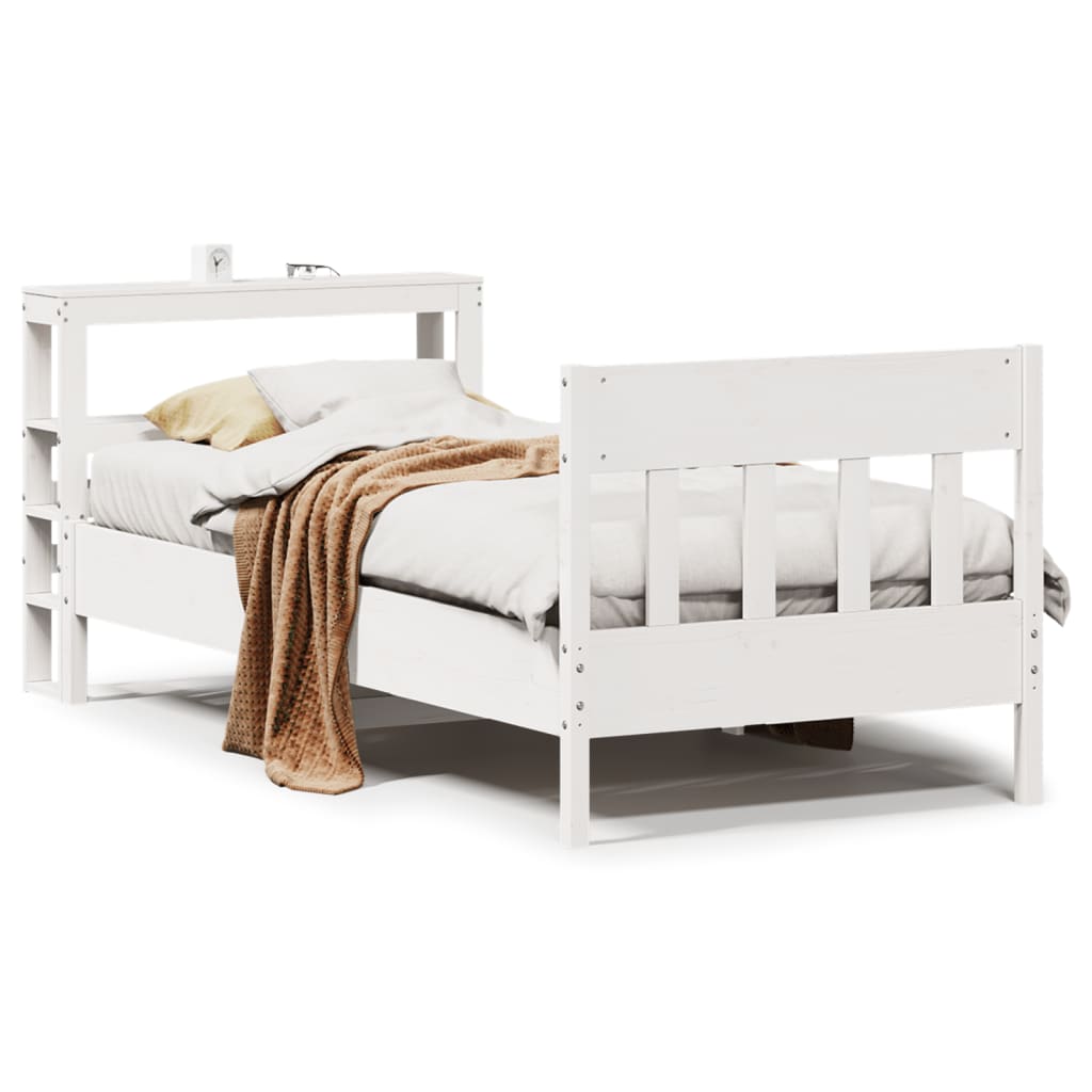 Bedframe zonder matras massief grenenhout wit 90x190 cm