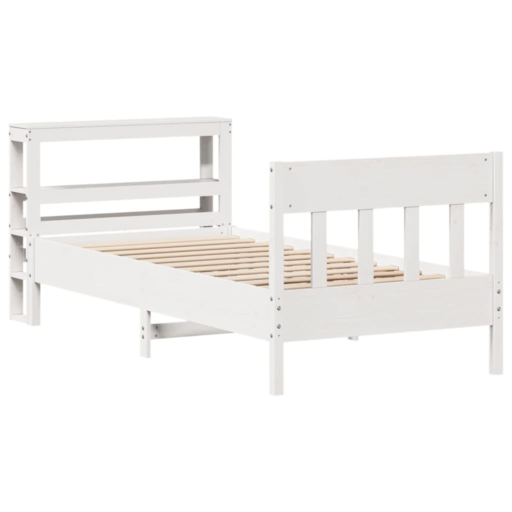 Bedframe zonder matras massief grenenhout wit 90x190 cm