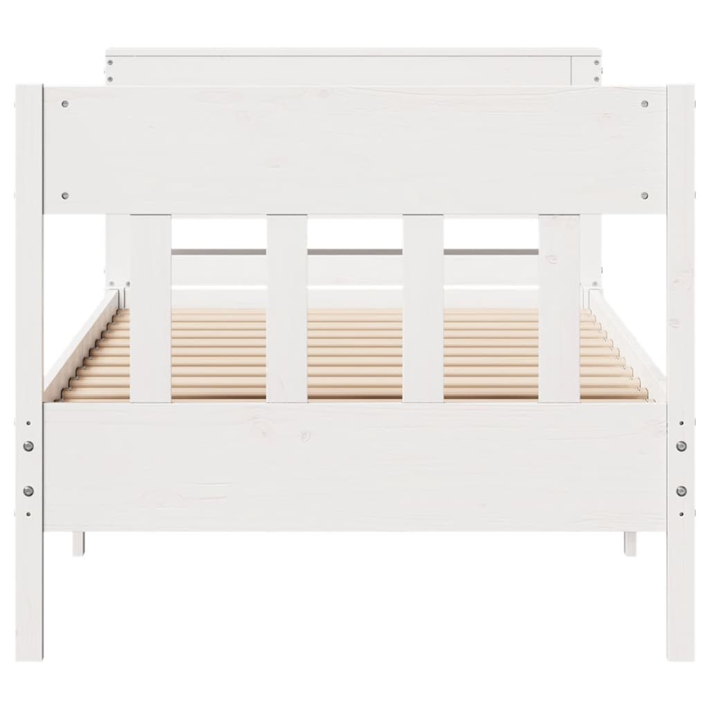 Bedframe zonder matras massief grenenhout wit 90x190 cm