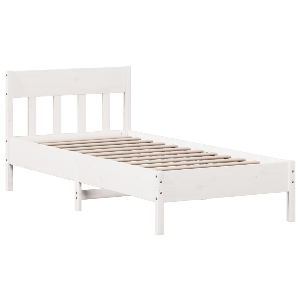 Bedframe zonder matras massief grenenhout wit 90x190 cm