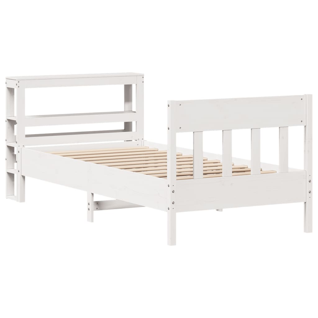 Bedframe zonder matras massief grenenhout wit 75x190 cm