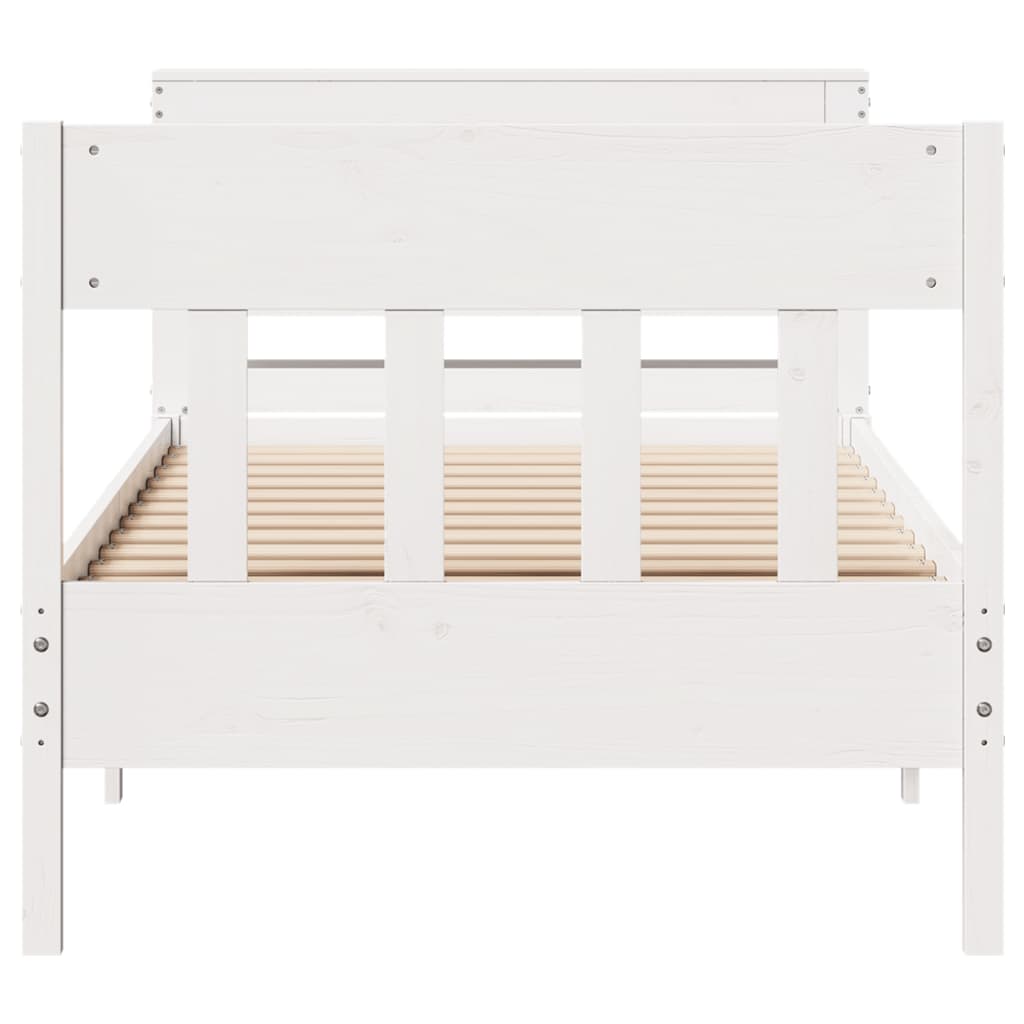 Bedframe zonder matras massief grenenhout wit 75x190 cm