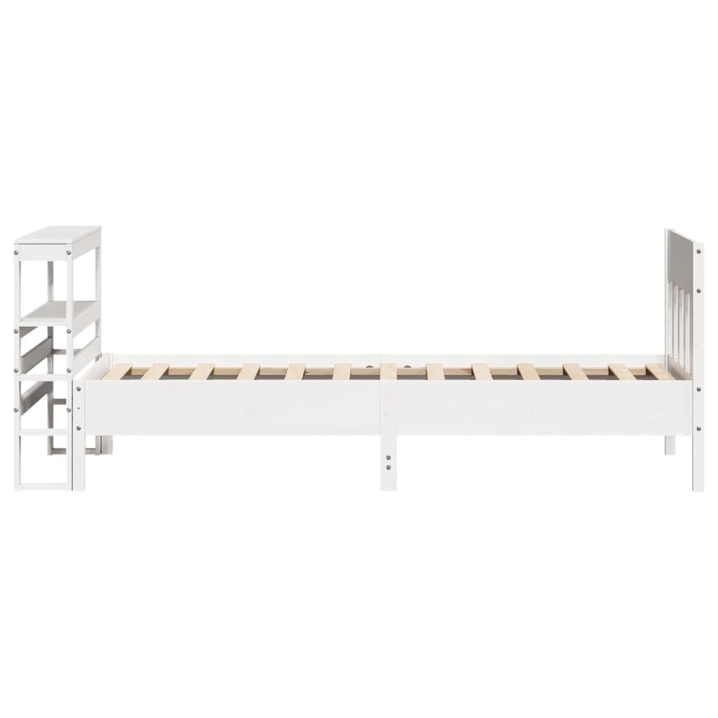 Bedframe zonder matras massief grenenhout wit 75x190 cm