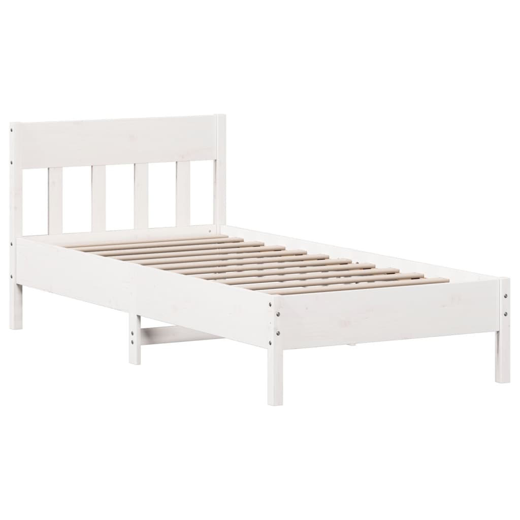 Bedframe zonder matras massief grenenhout wit 75x190 cm