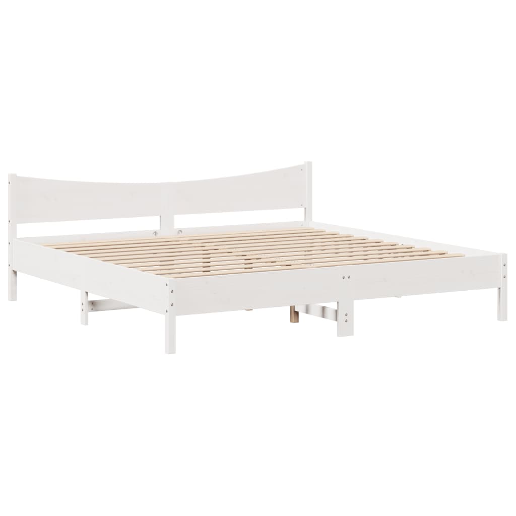 Bedframe met hoofdbord massief grenenhout wit 180x200 cm