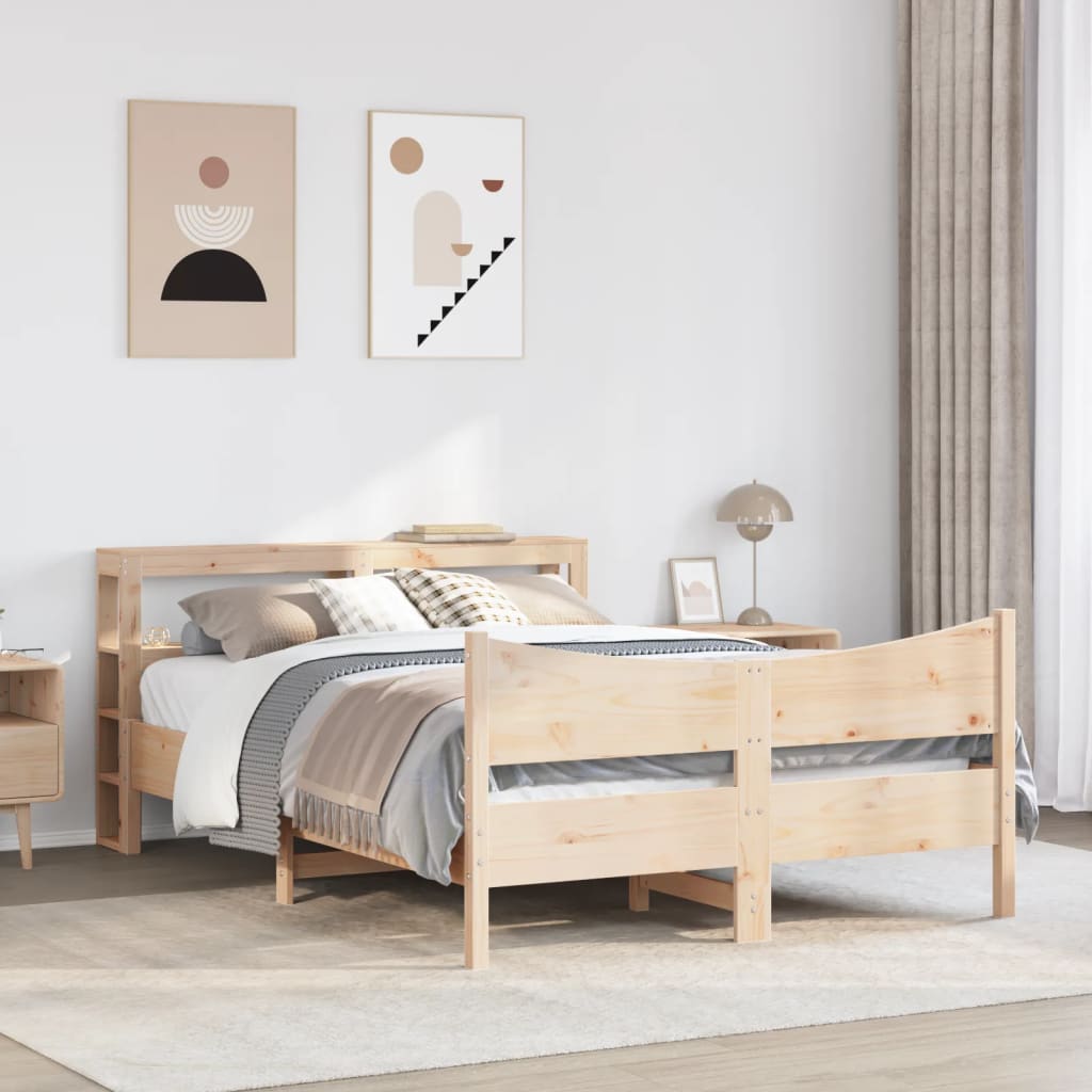 Bedframe met hoofdbord massief grenenhout 160x200 cm