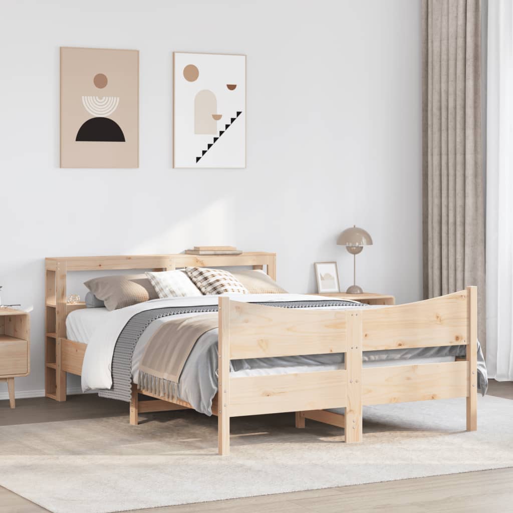 Bedframe met hoofdbord massief grenenhout 150x200 cm